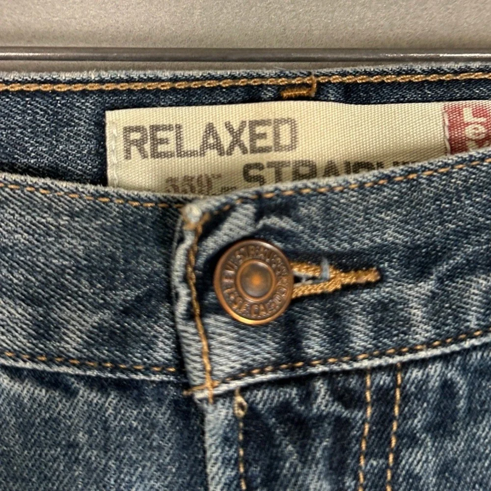 Levis 559 Jeans Mens 36X32 Blue Relaxed Straight Distressed 5-Pocket Denim Pants
